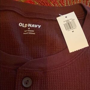 Old Navy Burgundy Textured Button-Up  New Thermal